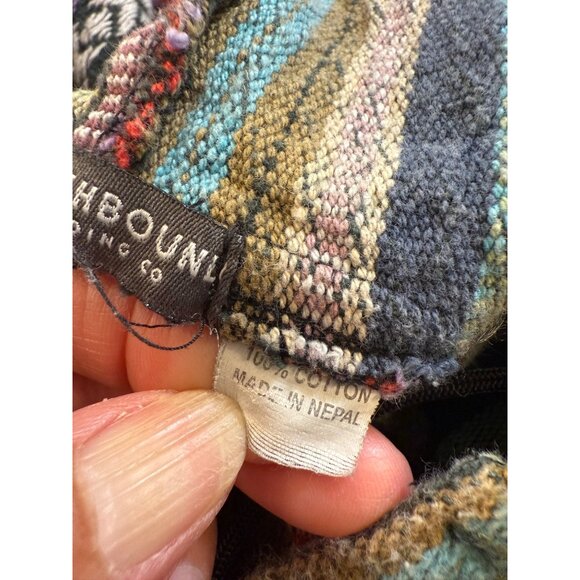 Earthbound Trading Cotton O/S Colorful Cotton Baja Poncho Hoodie Fringe Read - Picture 8 of 9